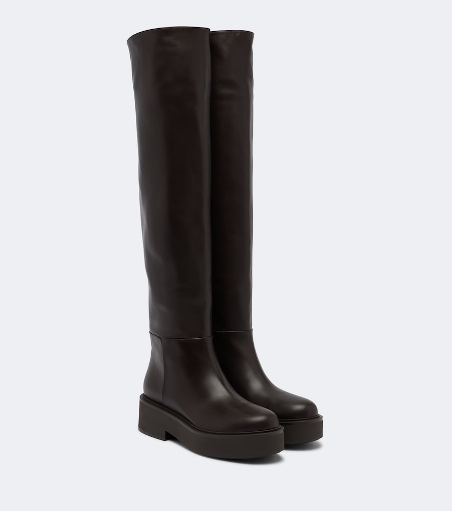 Gianvito Rossi Hiro leather over-the-knee boots in Brown - Flat Boots