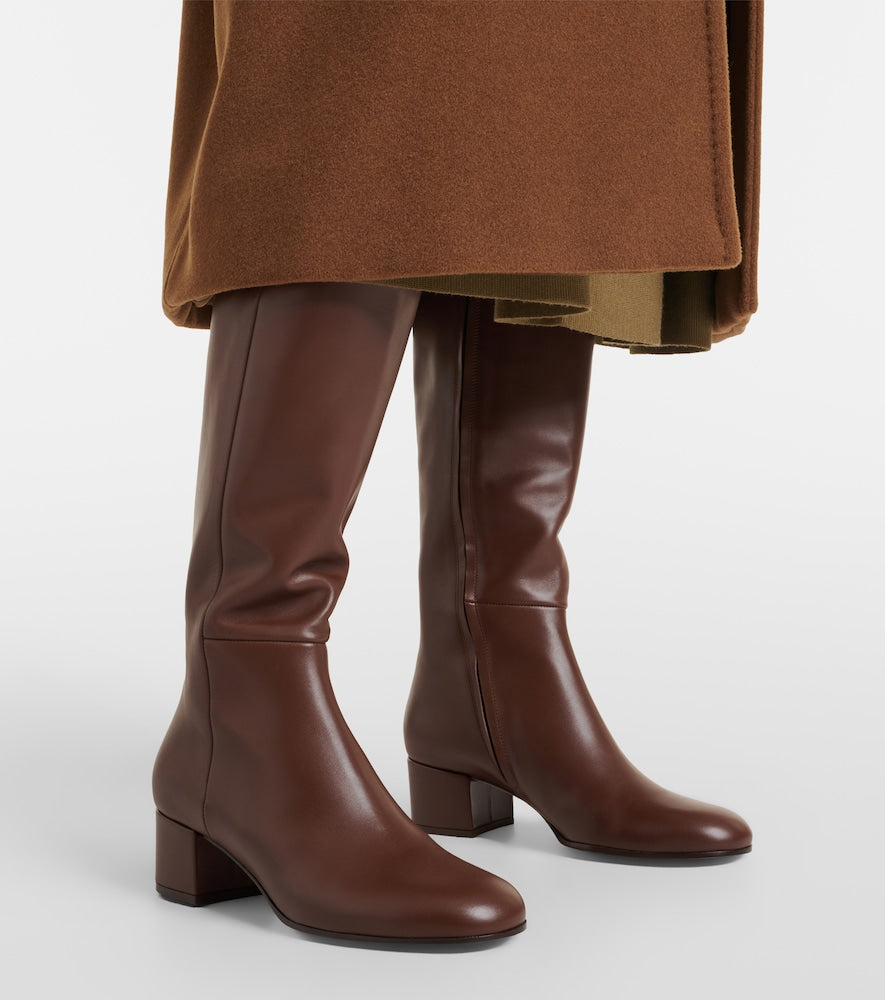 Gianvito Rossi Joelle leather knee-high boots in Brown - Mid Heels