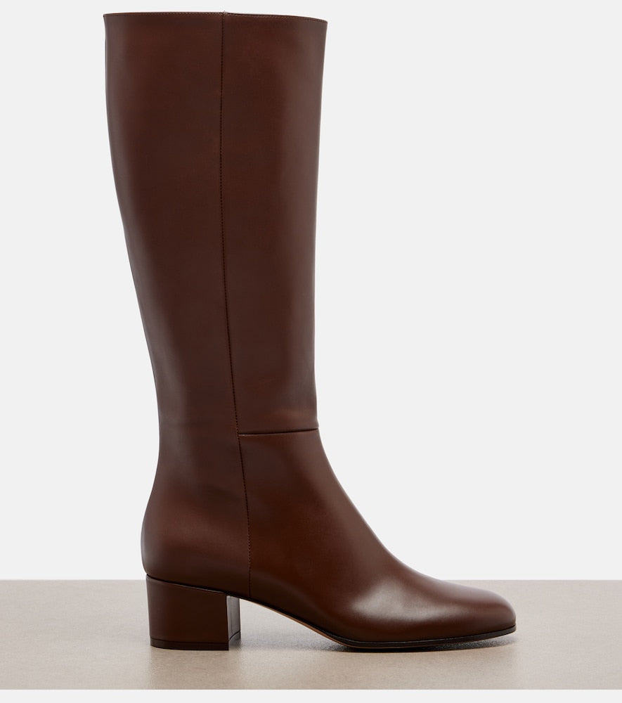 Gianvito Rossi Joelle leather knee-high boots in Brown - Mid Heels
