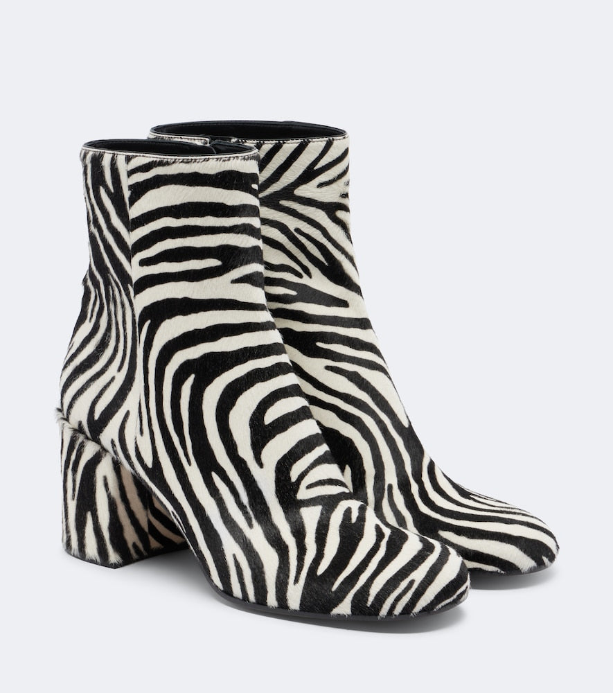 Gianvito Rossi Joelle printed calf hair ankle boots - Black Mid Heels