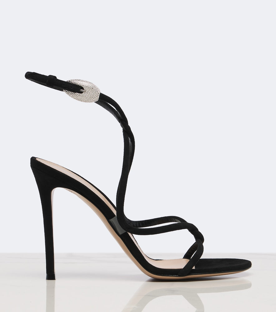 Gianvito Rossi Jungle Mamba embellished suede sandals (Black) - High-Heel Sandals