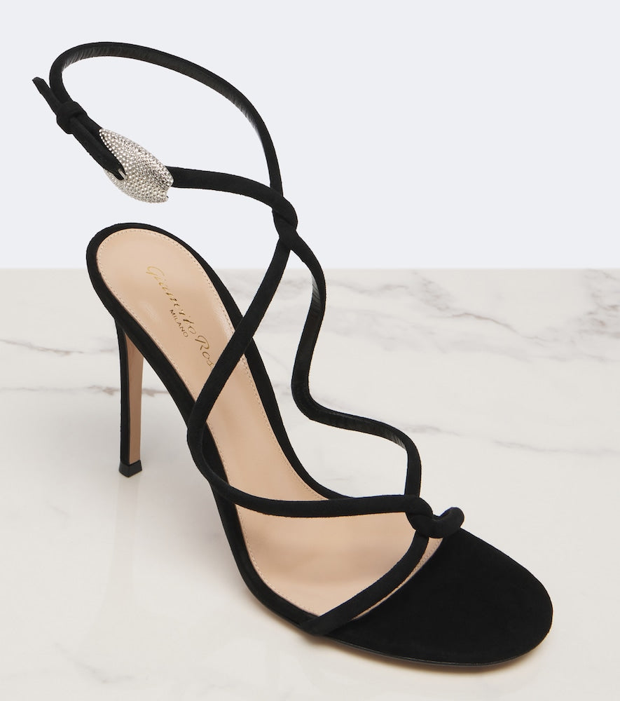 Gianvito Rossi Jungle Mamba embellished suede sandals (Black) - High-Heel Sandals