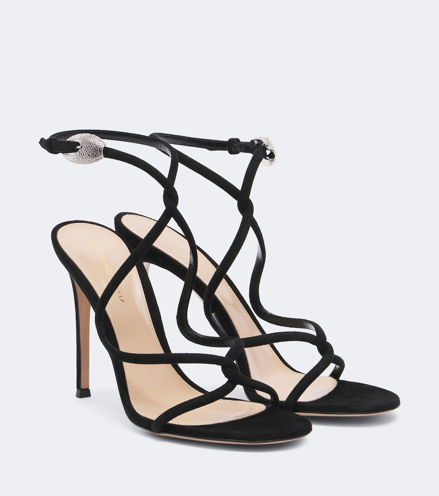 Gianvito Rossi Jungle Mamba embellished suede sandals (Black) - High-Heel Sandals
