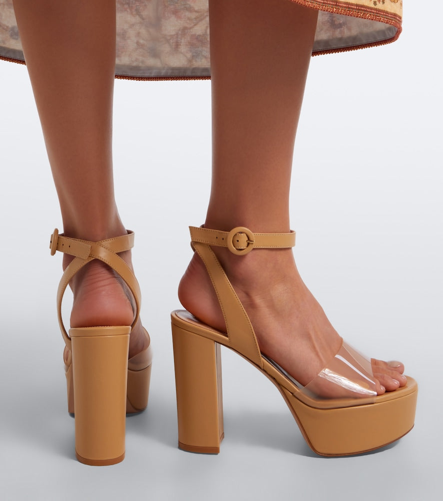 Gianvito Rossi Leather and PVC platform sandals - Beige High-Heel Sandals
