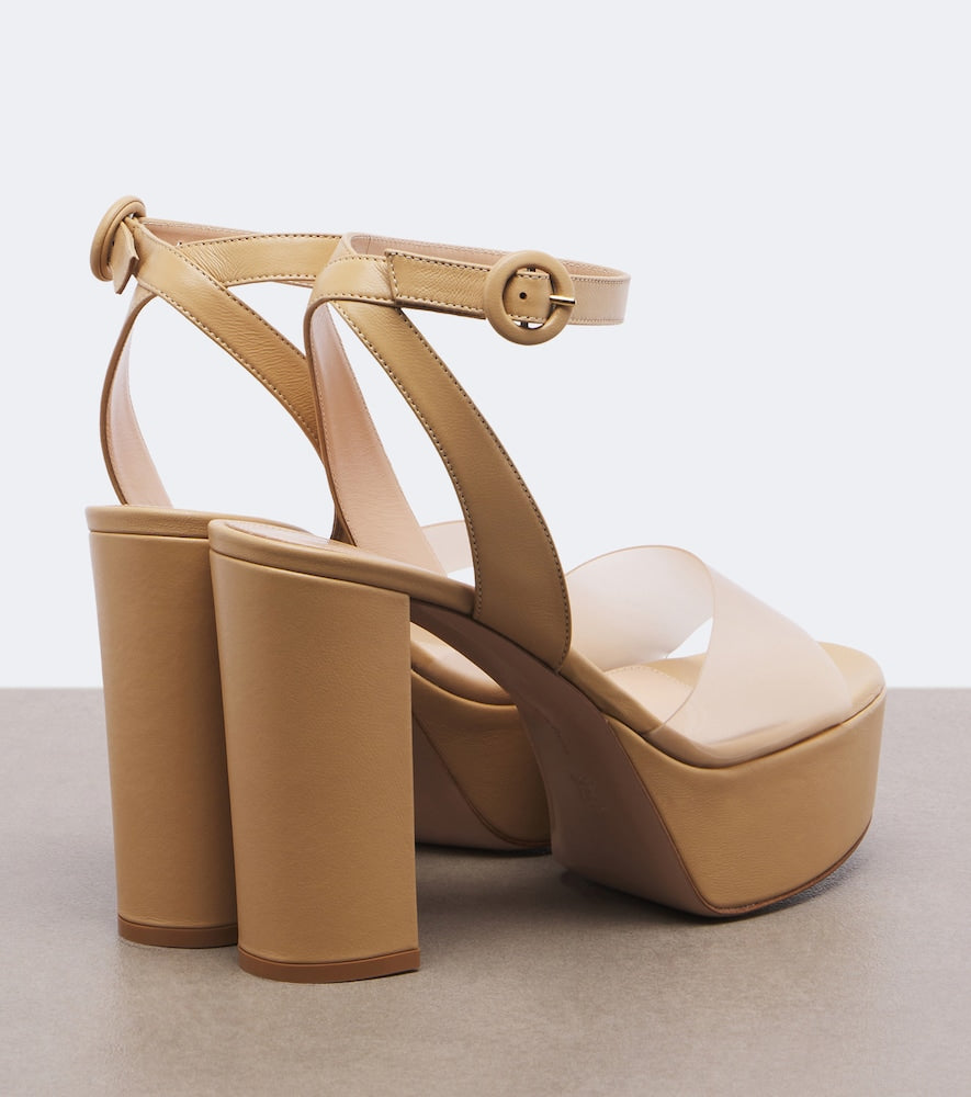 Gianvito Rossi Leather and PVC platform sandals - Beige High-Heel Sandals