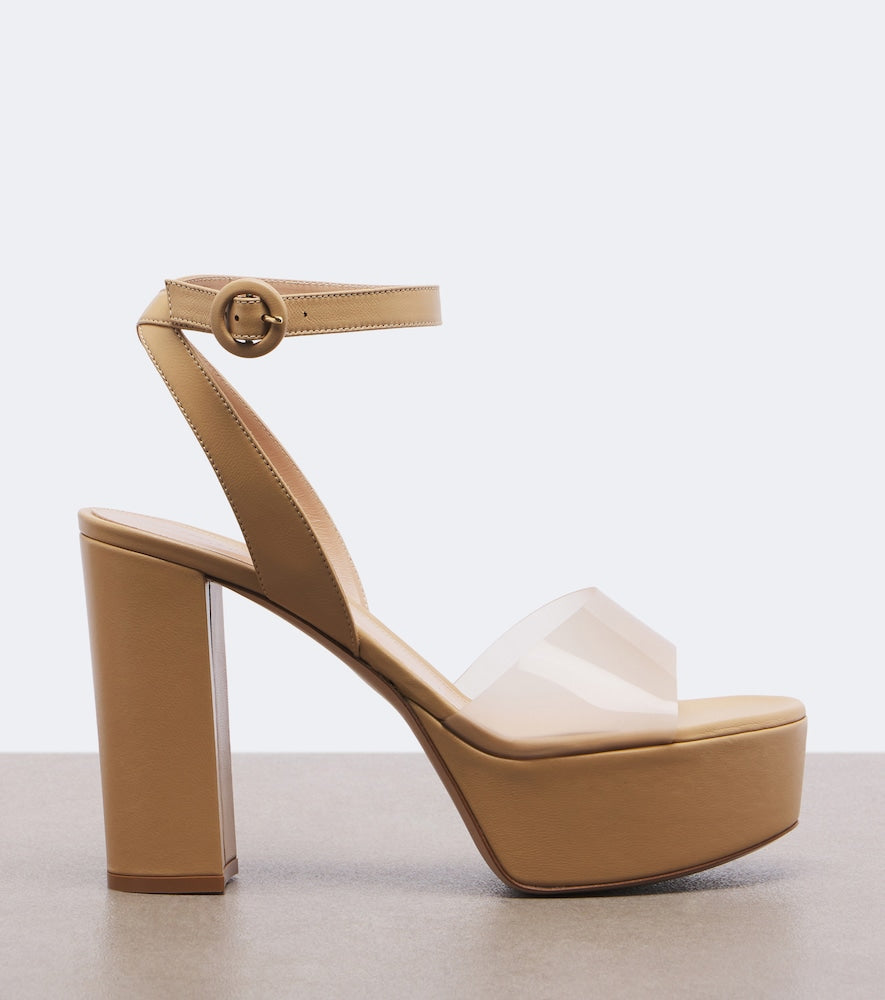 Gianvito Rossi Leather and PVC platform sandals - Beige High-Heel Sandals
