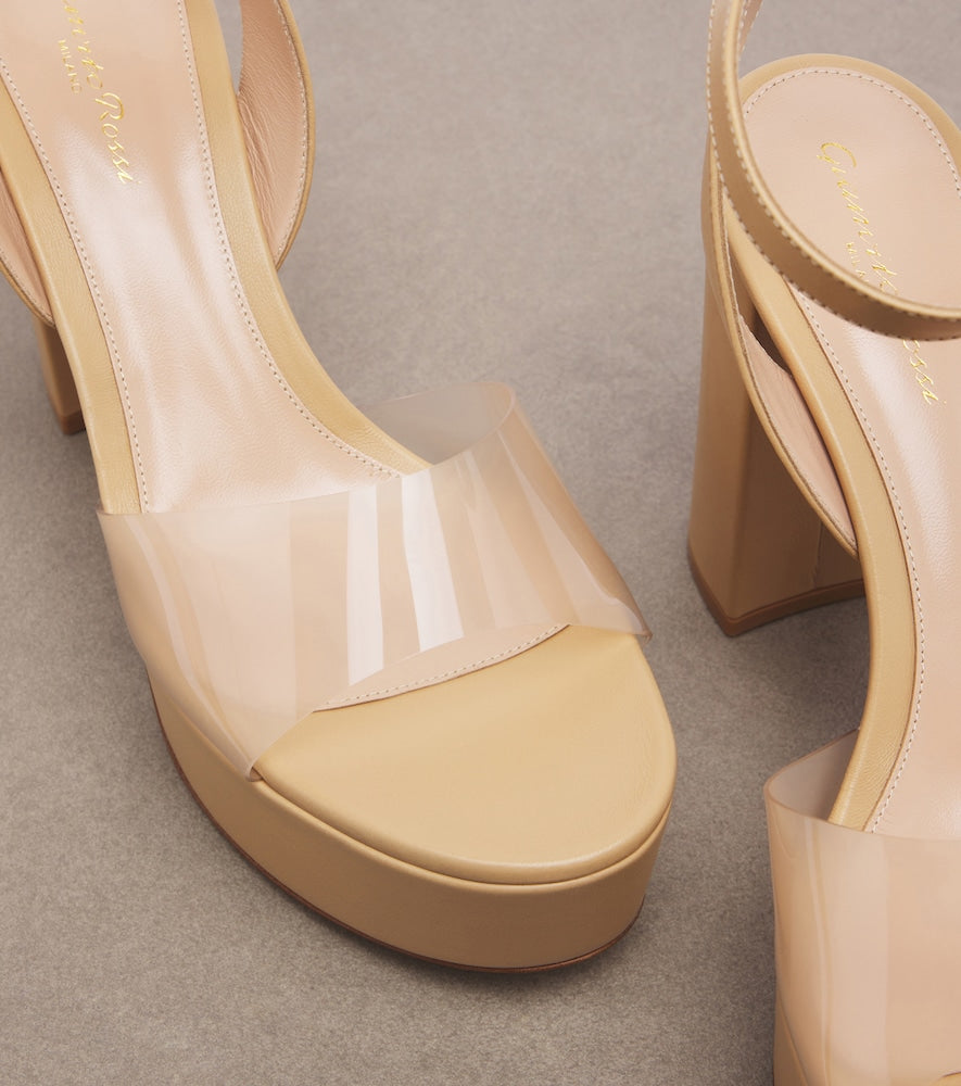 Gianvito Rossi Leather and PVC platform sandals - Beige High-Heel Sandals