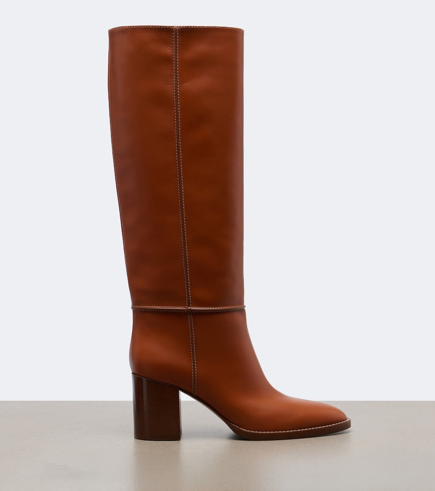 Gianvito Rossi Leather knee-high boots (Brown) - Mid Heels