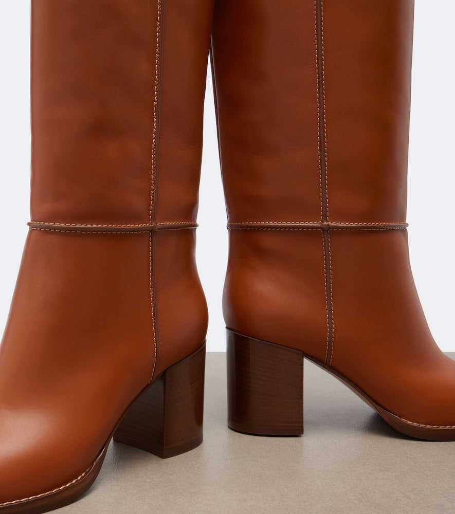 Gianvito Rossi Leather knee-high boots (Brown) - Mid Heels