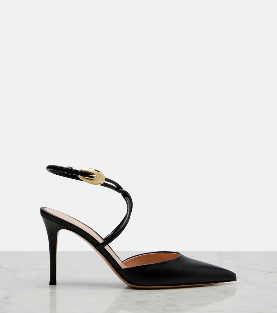 Gianvito Rossi Leather slingback pumps (Black) - Mid Heel Pumps