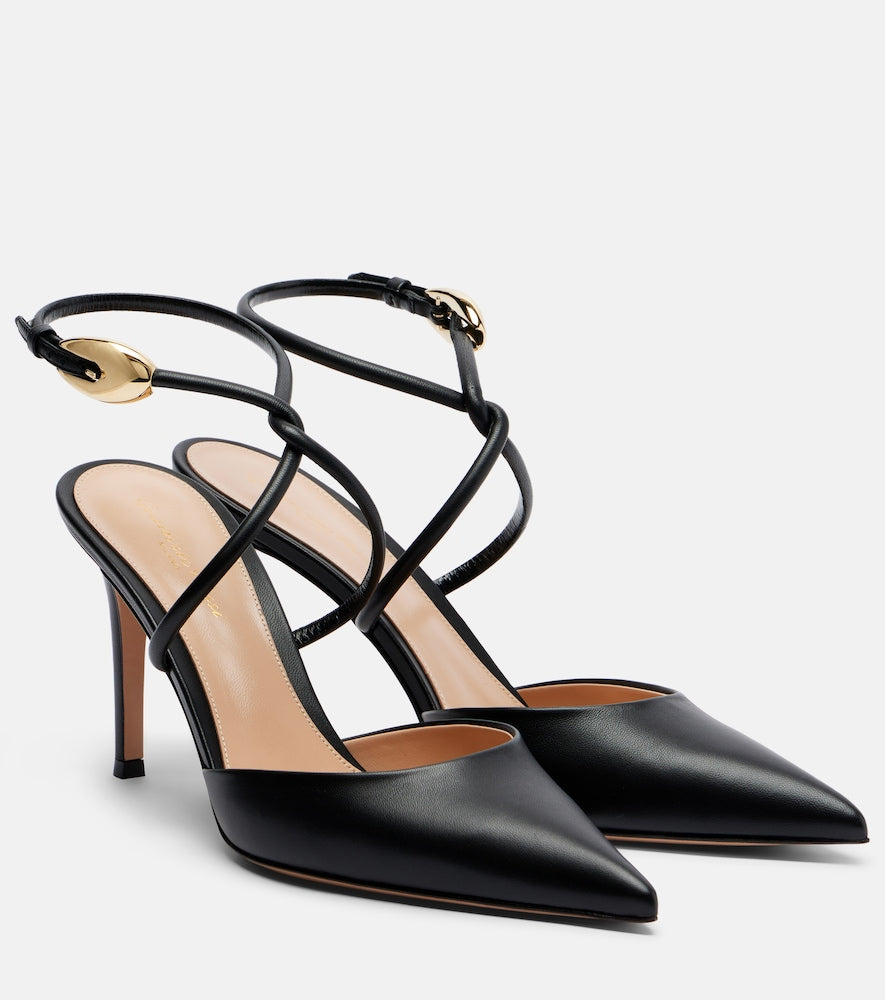 Gianvito Rossi Leather slingback pumps (Black) - Mid Heel Pumps