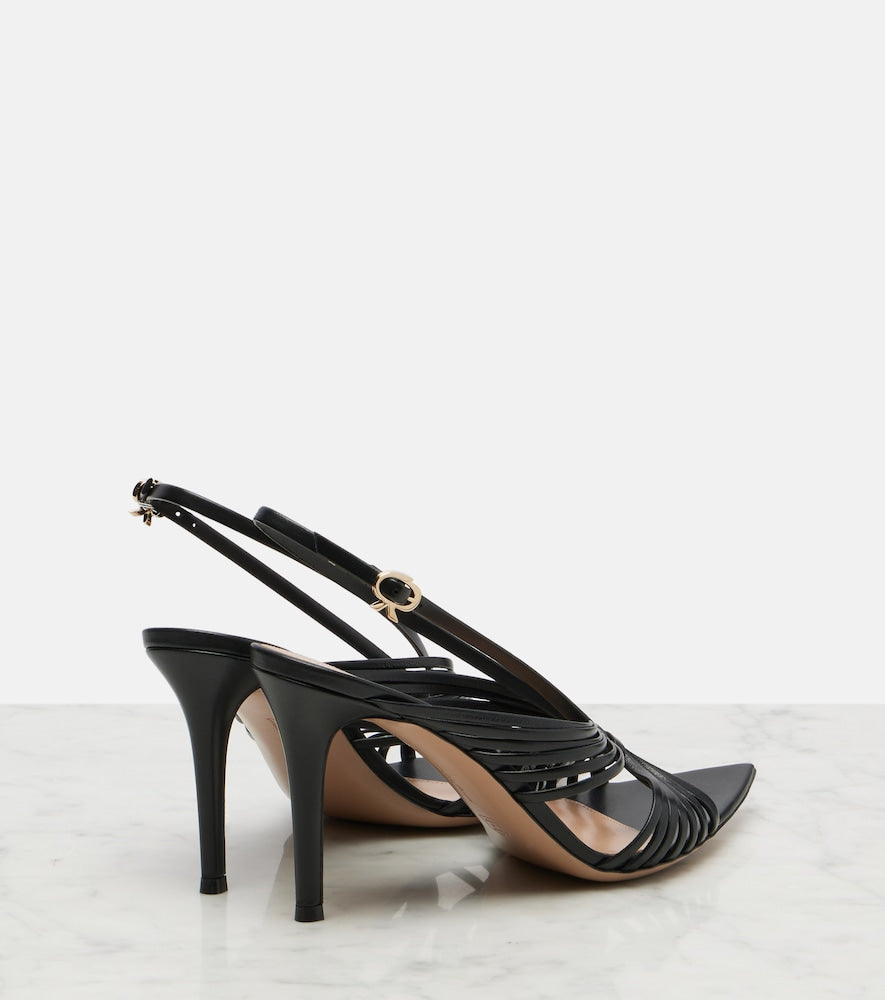 Gianvito Rossi Leather slingback sandals - Black Heeled Sandals