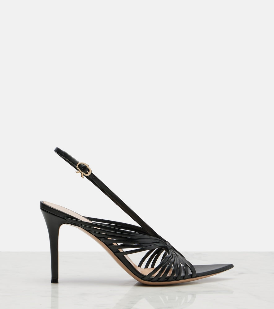 Gianvito Rossi Leather slingback sandals - Black Heeled Sandals