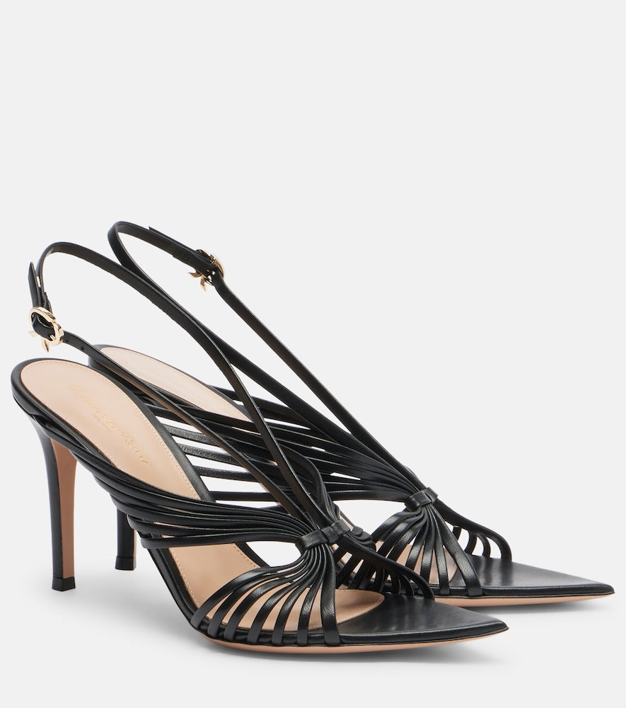 Gianvito Rossi Leather slingback sandals - Black Heeled Sandals