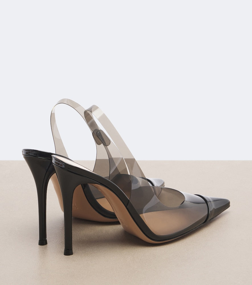 Gianvito Rossi Leather-trimmed PVC slingback pumps (Black) - High-Heel Pumps