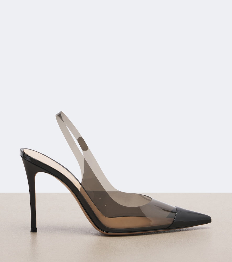 Gianvito Rossi Leather-trimmed PVC slingback pumps (Black) - High-Heel Pumps