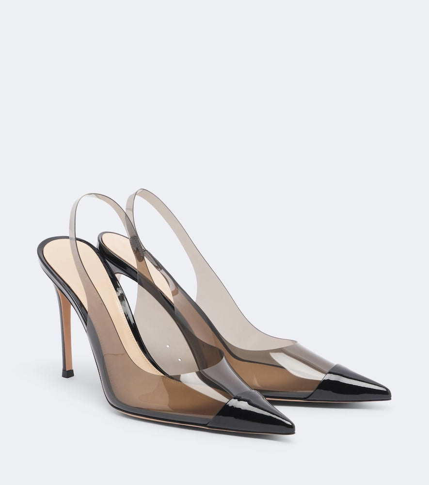 Gianvito Rossi Leather-trimmed PVC slingback pumps (Black) - High-Heel Pumps