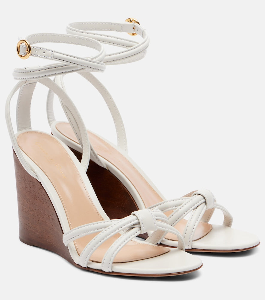 Gianvito Rossi Leather wedge sandals in White - Heeled Sandals