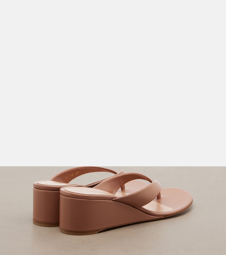 Gianvito Rossi Leather wedge thong sandals - Beige Heeled Sandals