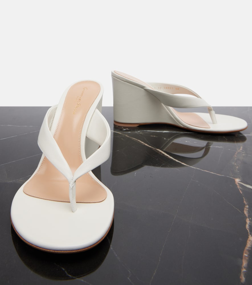 White Gianvito Rossi Leather wedge thong sandals - Heeled Sandals