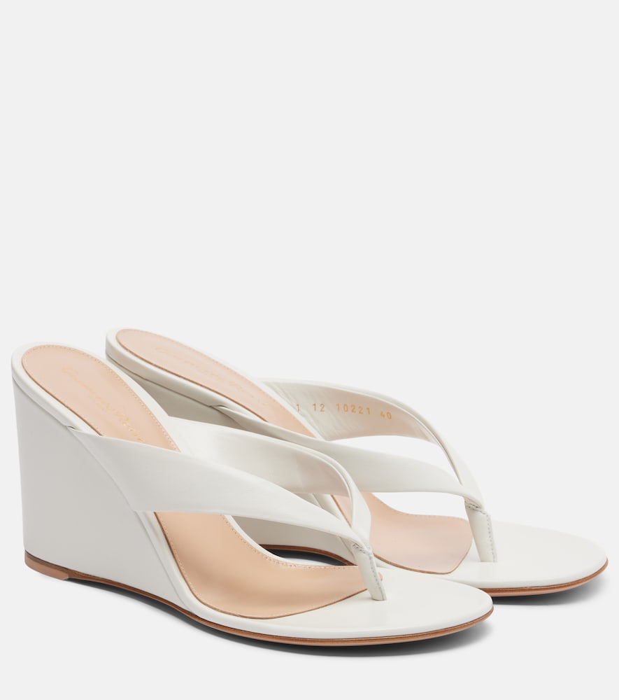 White Gianvito Rossi Leather wedge thong sandals - Heeled Sandals