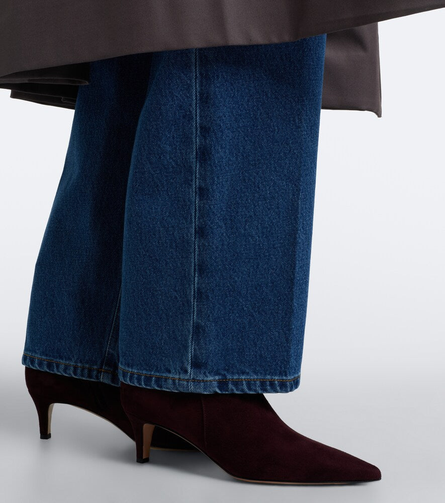 Burgundy Gianvito Rossi Levy suede ankle boots - Mid Heels