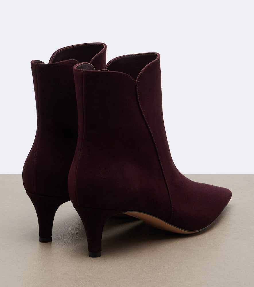 Burgundy Gianvito Rossi Levy suede ankle boots - Mid Heels