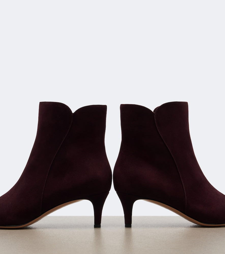 Burgundy Gianvito Rossi Levy suede ankle boots - Mid Heels