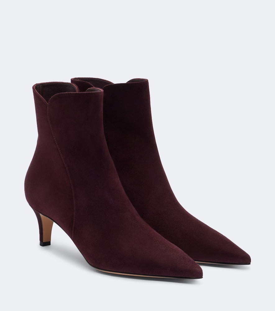 Burgundy Gianvito Rossi Levy suede ankle boots - Mid Heels