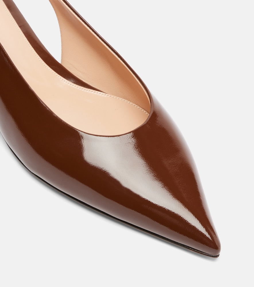 Gianvito Rossi Patent leather slingback flats (Brown) - Ballerina Flats