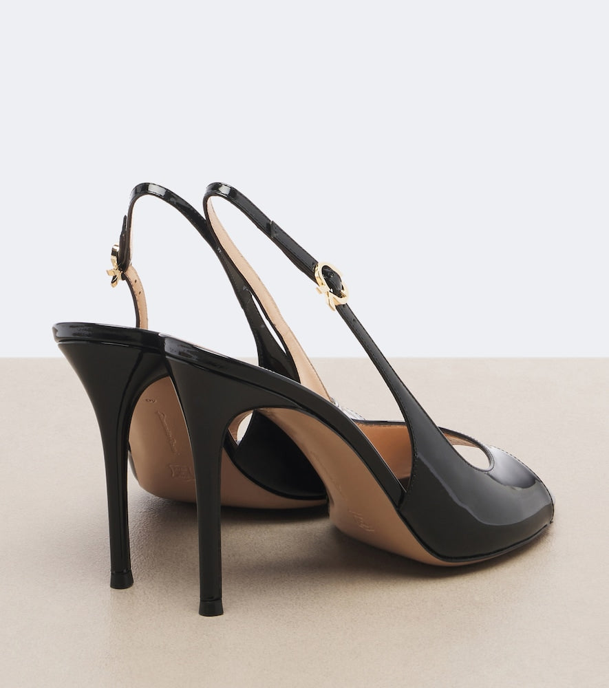 Gianvito Rossi Patent leather slingback sandals - Black High-Heel Sandals