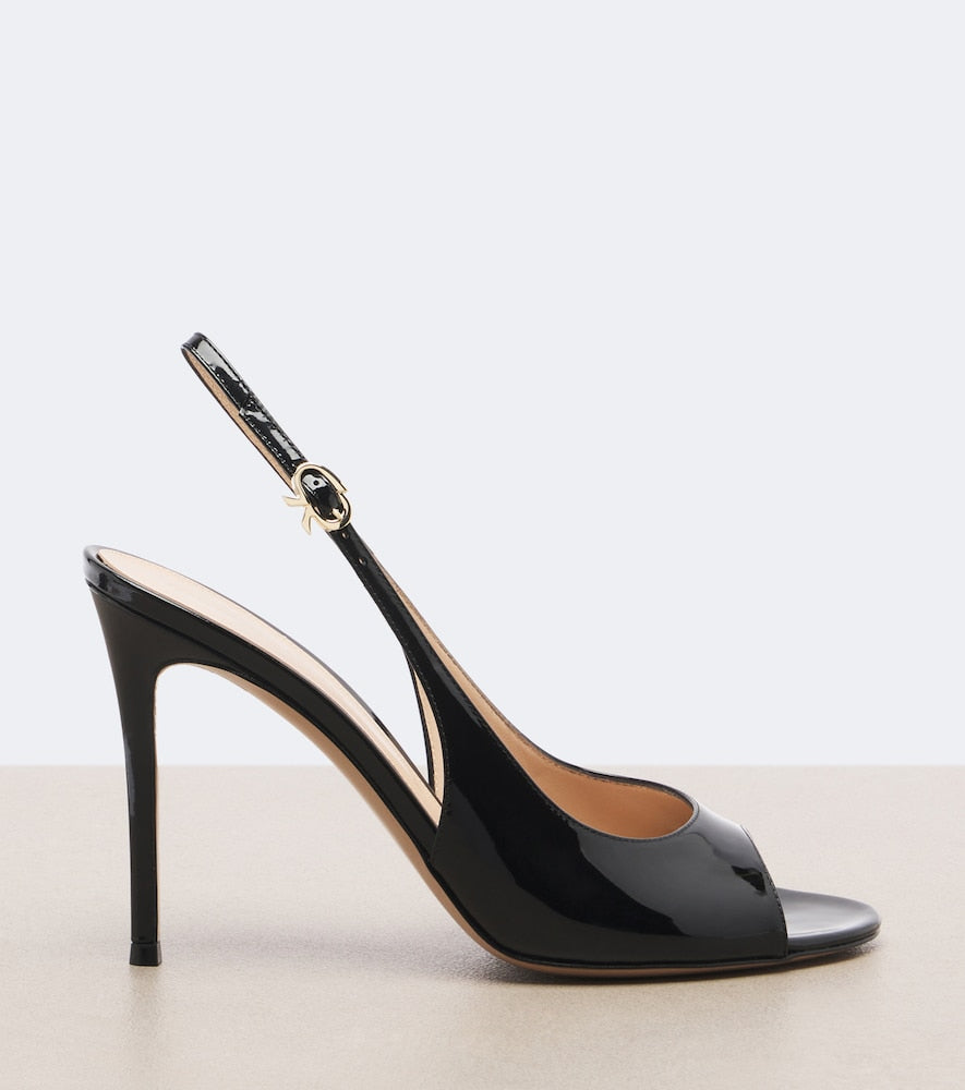 Gianvito Rossi Patent leather slingback sandals - Black High-Heel Sandals