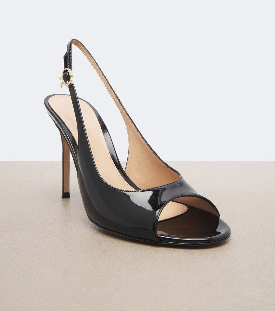 Gianvito Rossi Patent leather slingback sandals - Black High-Heel Sandals