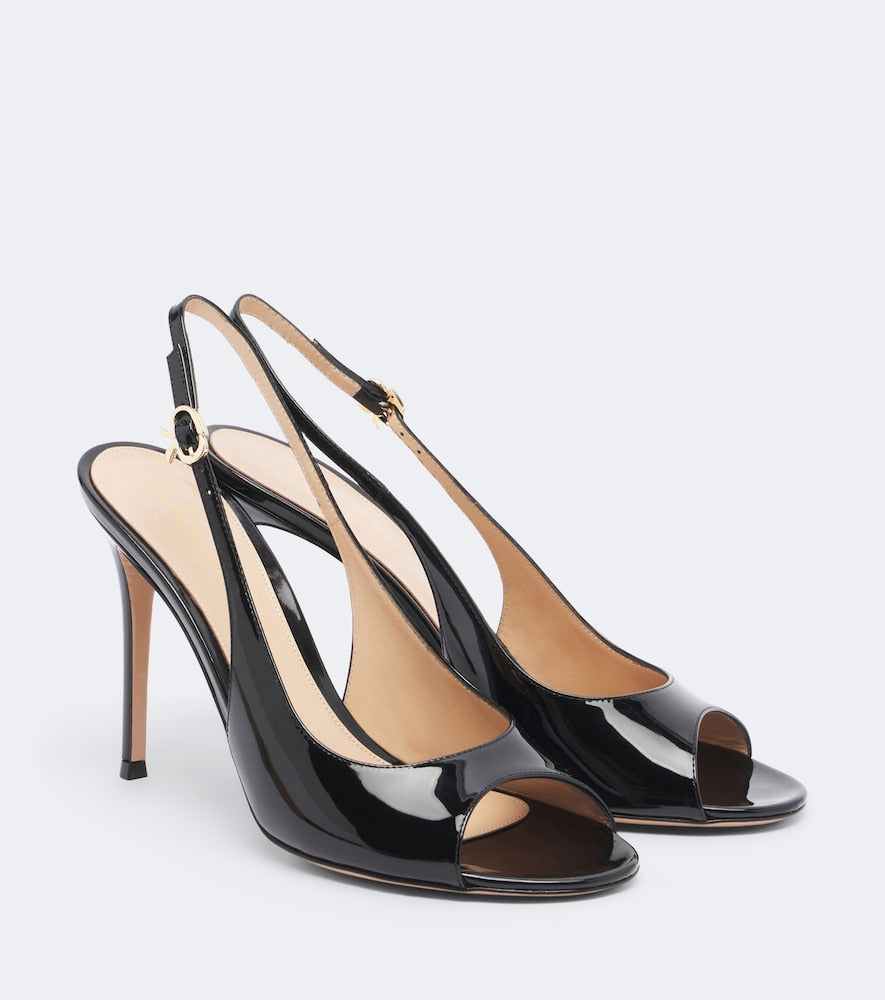 Gianvito Rossi Patent leather slingback sandals - Black High-Heel Sandals