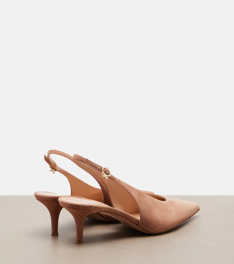 Gianvito Rossi Robbie suede slingback pumps (Pink) - Mid Heel Pumps