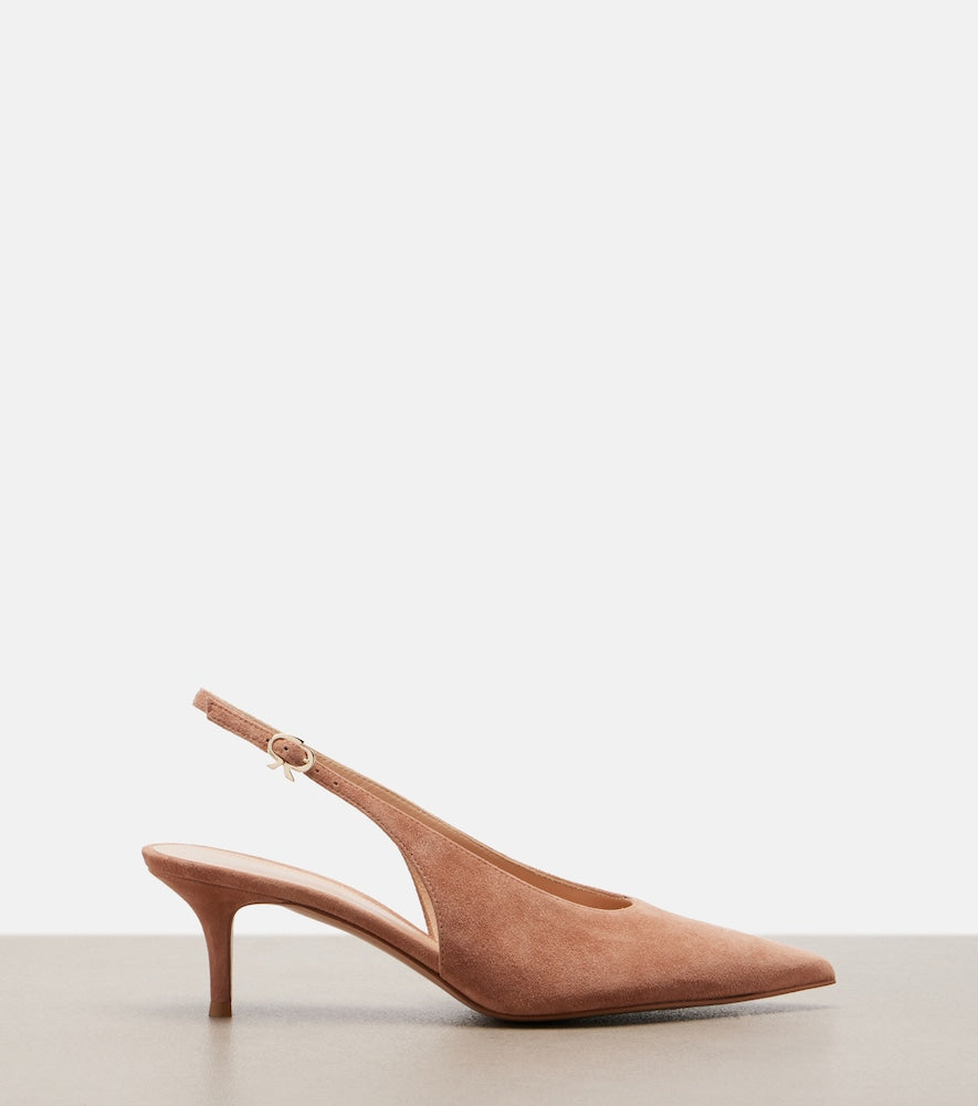 Gianvito Rossi Robbie suede slingback pumps (Pink) - Mid Heel Pumps
