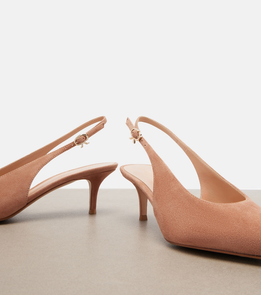 Gianvito Rossi Robbie suede slingback pumps (Pink) - Mid Heel Pumps