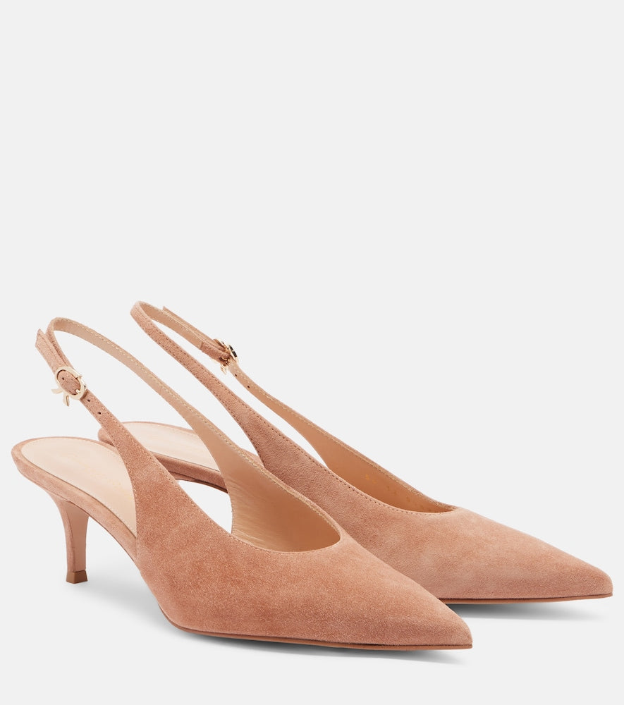 Gianvito Rossi Robbie suede slingback pumps (Pink) - Mid Heel Pumps