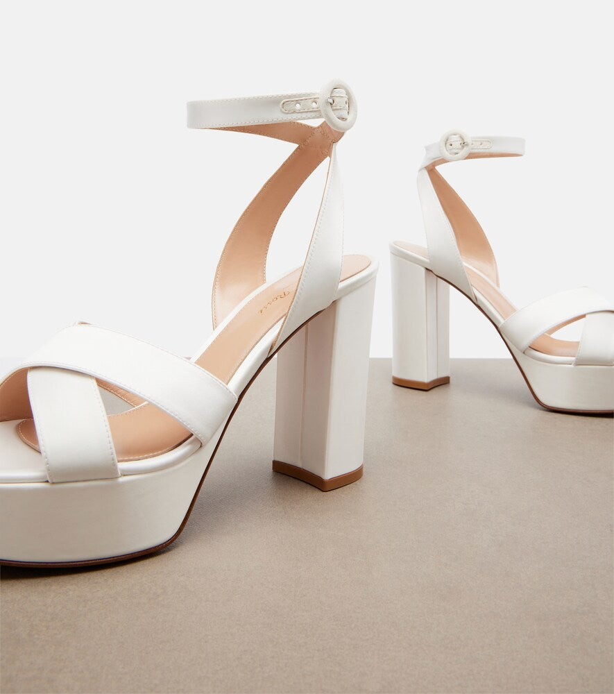 Gianvito Rossi Sabrina satin platform sandals in White - High-Heel Sandals