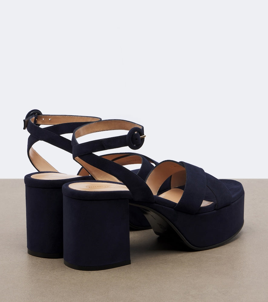 Gianvito Rossi Sabrina suede platform sandals (Blue) - High-Heel Sandals