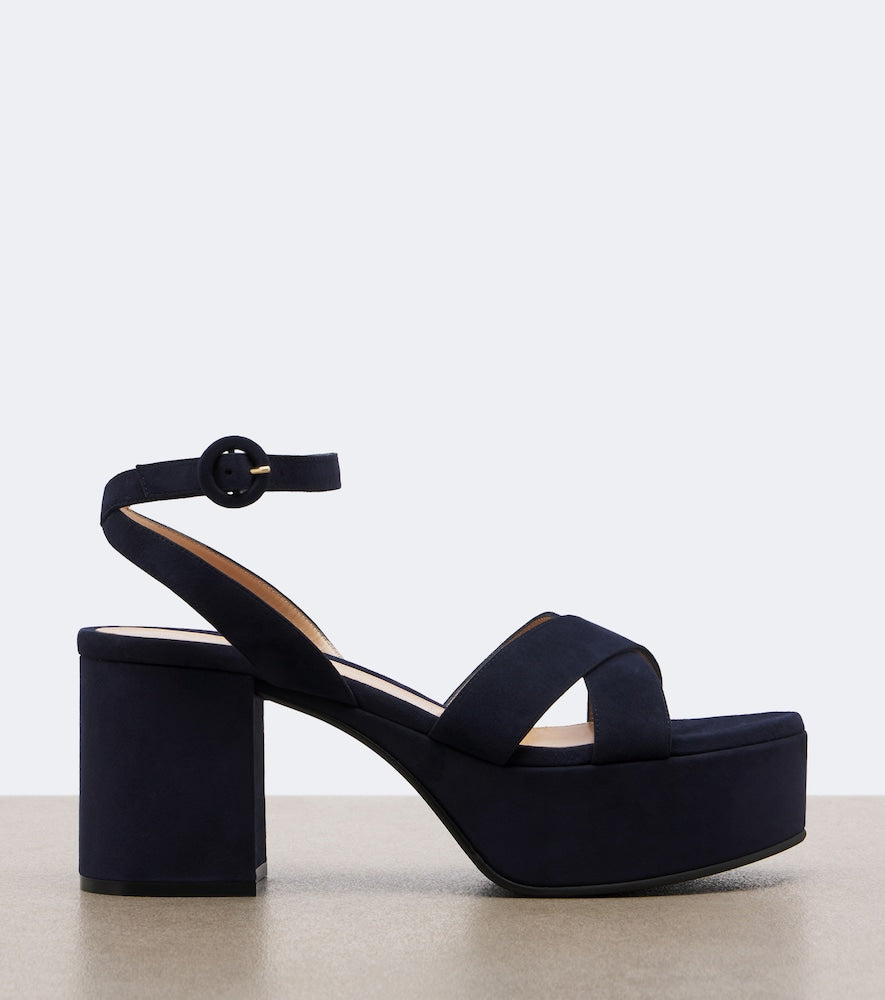Gianvito Rossi Sabrina suede platform sandals (Blue) - High-Heel Sandals