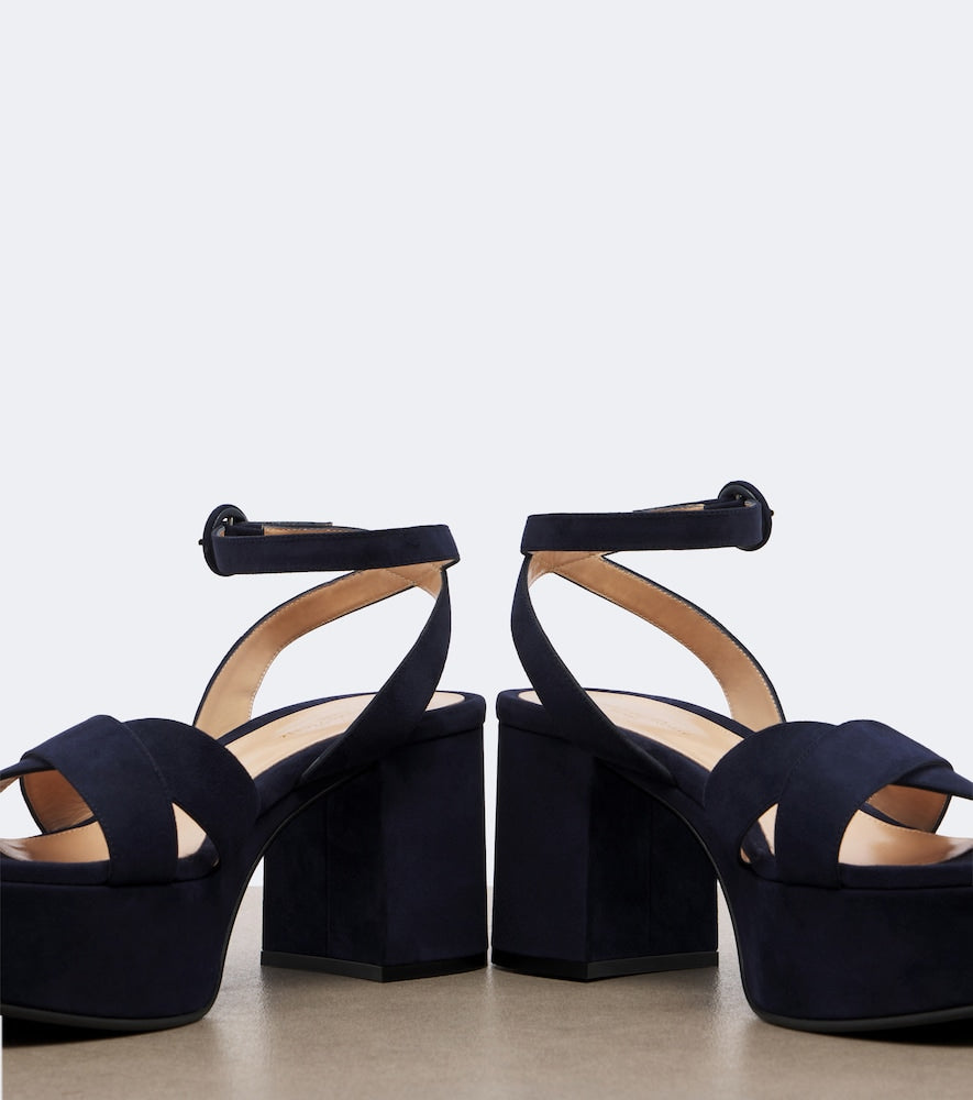 Gianvito Rossi Sabrina suede platform sandals (Blue) - High-Heel Sandals