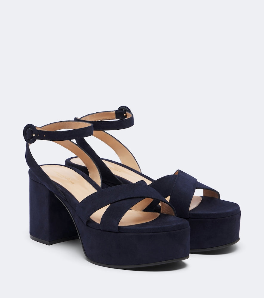 Gianvito Rossi Sabrina suede platform sandals (Blue) - High-Heel Sandals