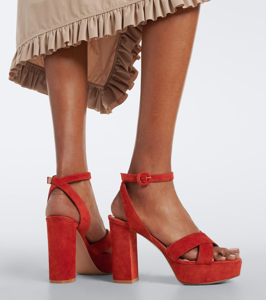 Gianvito Rossi Sabrina suede platform sandals in Orange - Heeled Sandals