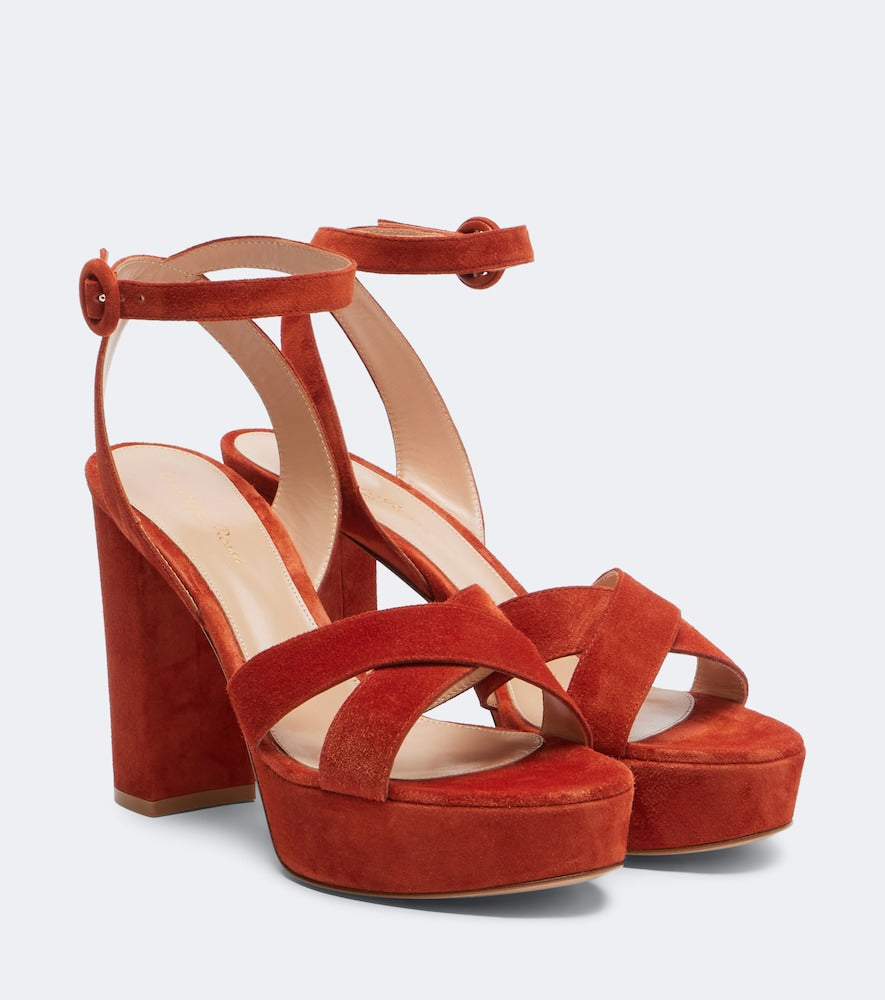 Gianvito Rossi Sabrina suede platform sandals in Orange - Heeled Sandals