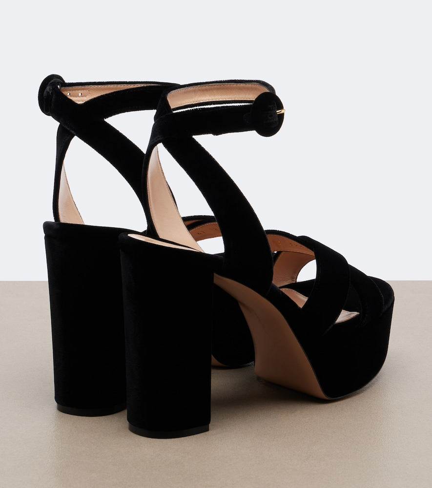 Gianvito Rossi Sabrina velvet platform sandals (Black) - High-Heel Sandals
