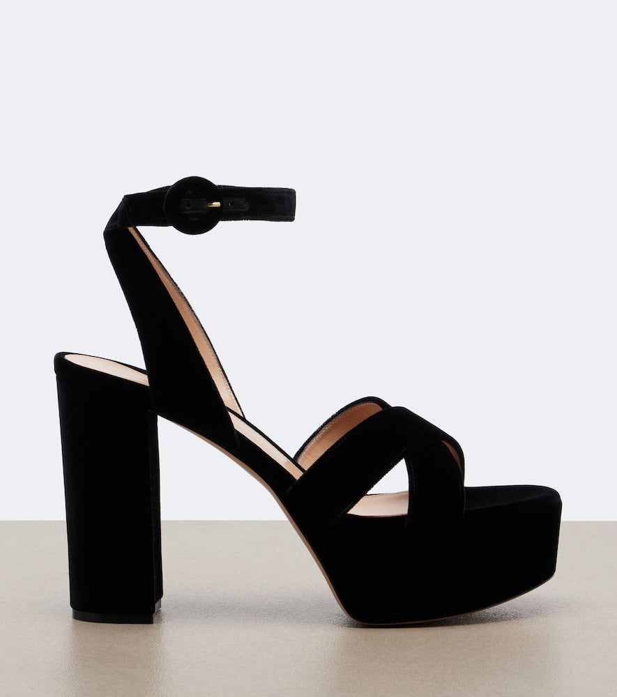 Gianvito Rossi Sabrina velvet platform sandals (Black) - High-Heel Sandals