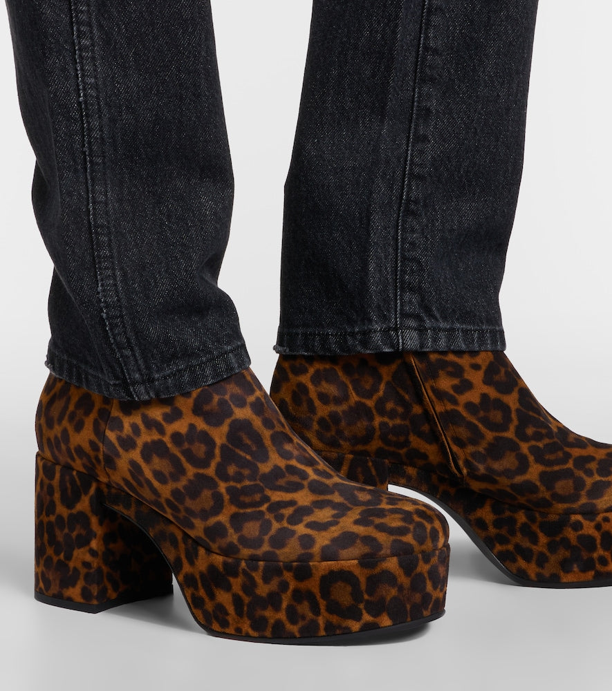 Gianvito Rossi Sally leopard-print suede ankle boots in Brown - Mid Heel Boots