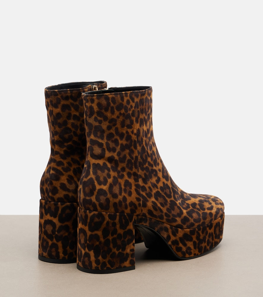 Gianvito Rossi Sally leopard-print suede ankle boots in Brown - Mid Heel Boots