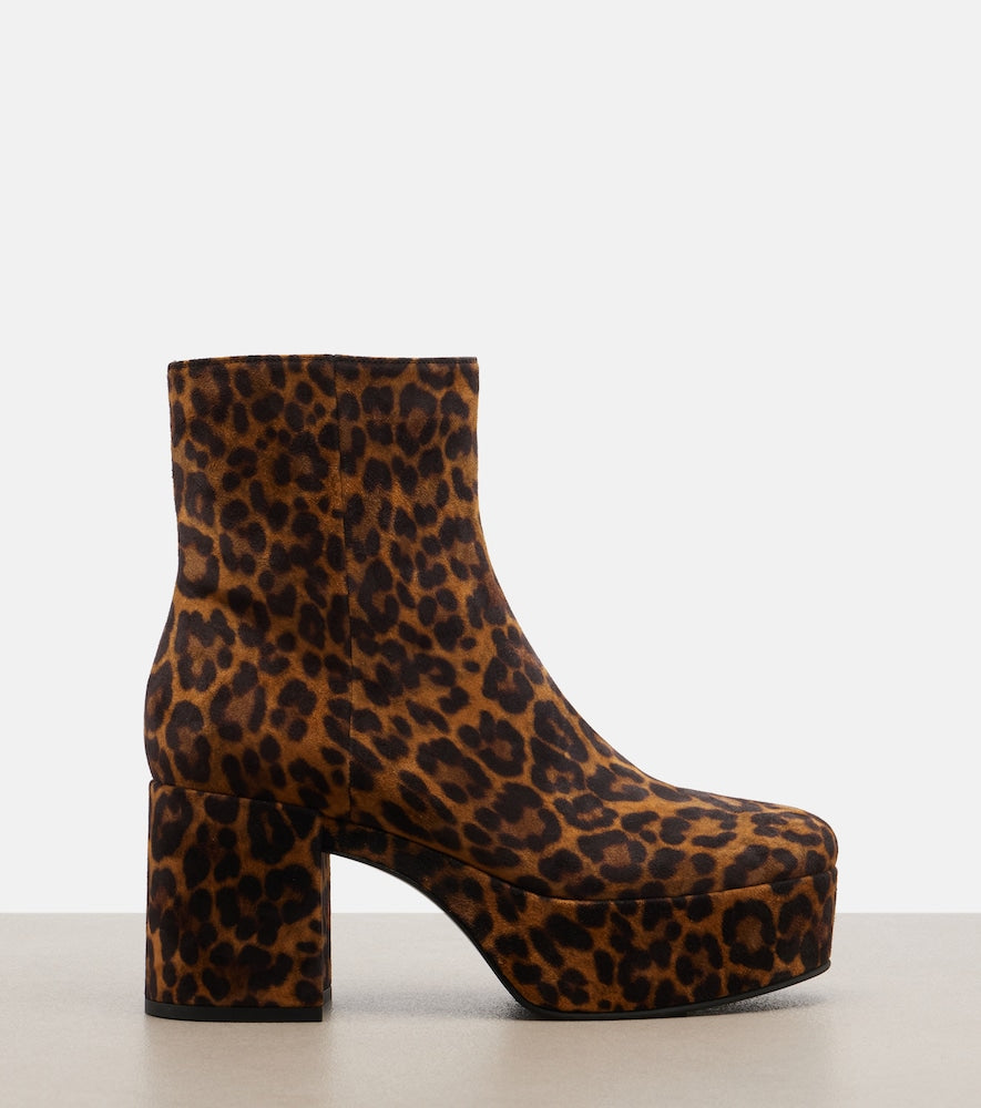 Gianvito Rossi Sally leopard-print suede ankle boots in Brown - Mid Heel Boots